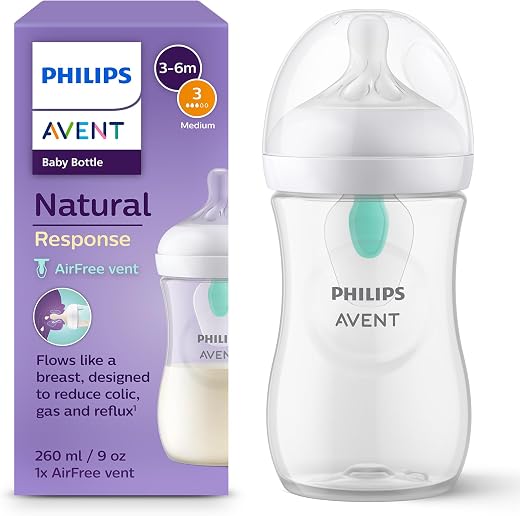 🚫 [CADUCADO] 🔥 Philips Avent Biberón Natural Response: biberón de 260 ml con sistema AirFree, sin BPA, para recién nacidos a partir de 1 mes (modelo SCY673/01)