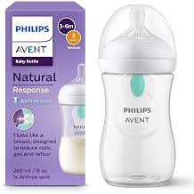 Philips AVENT Natural Response Baby Bottle with AirFree Valve 260 ml BPA-Free for Newborns from 3-6 Months Model SCY673/01