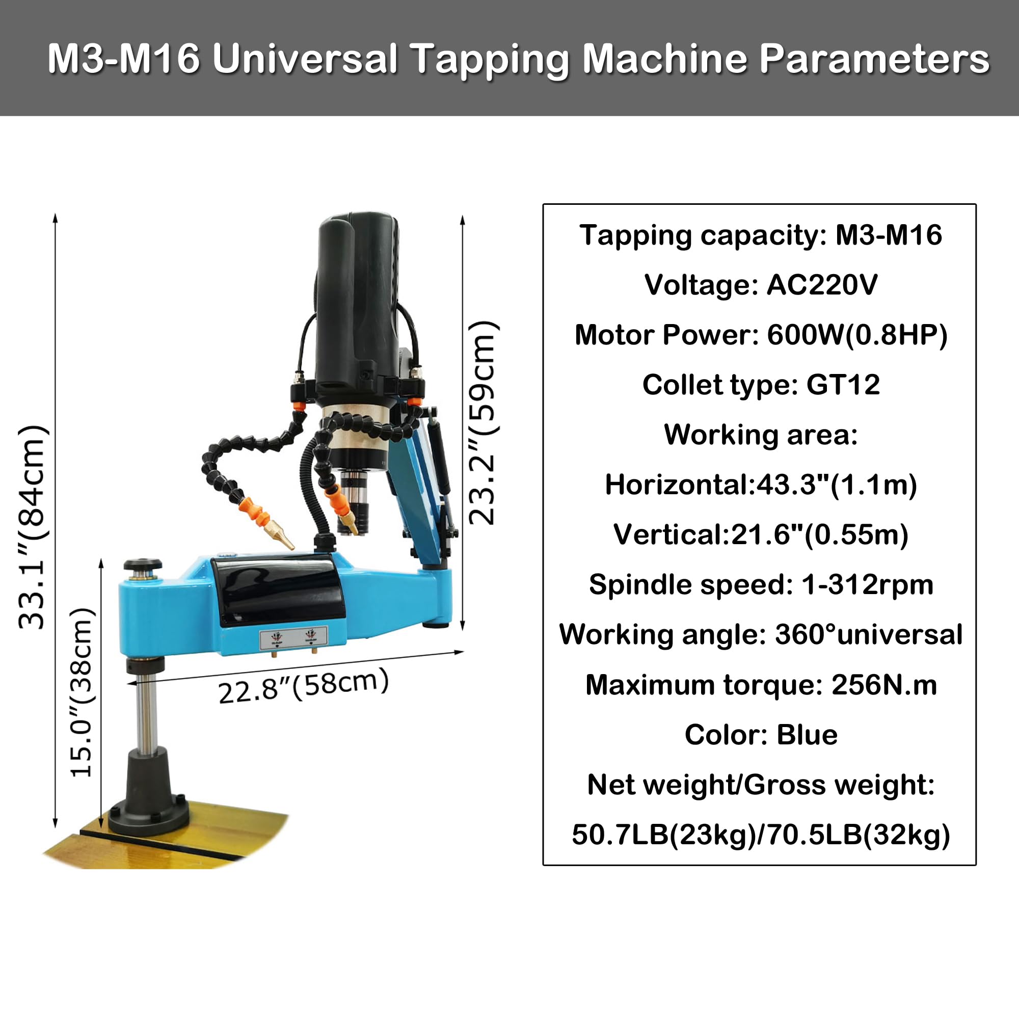 Tapping Machine M3-M16 Electric Thread Universal Tapping Machine Servo Folding Arm Tapping Machine with Cover 220V