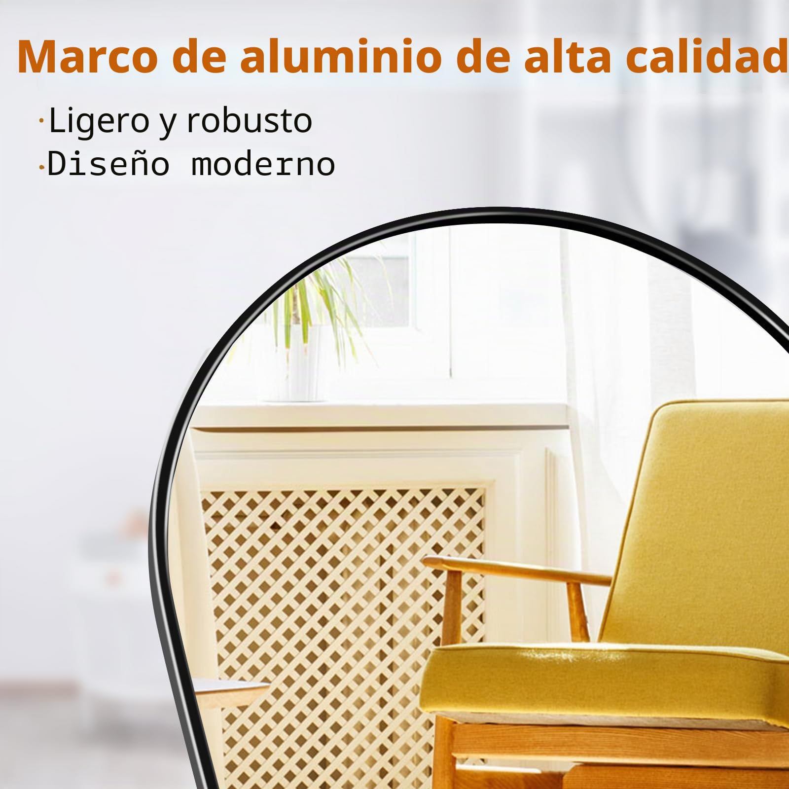 Espejo de cuerpo entero, 162 x 53 cm, curvado, negro, HD, espejo de pie con marco de aleación de aluminio, vidrio templado, espejo de pared grande para dormitorio, armario, sala de estar