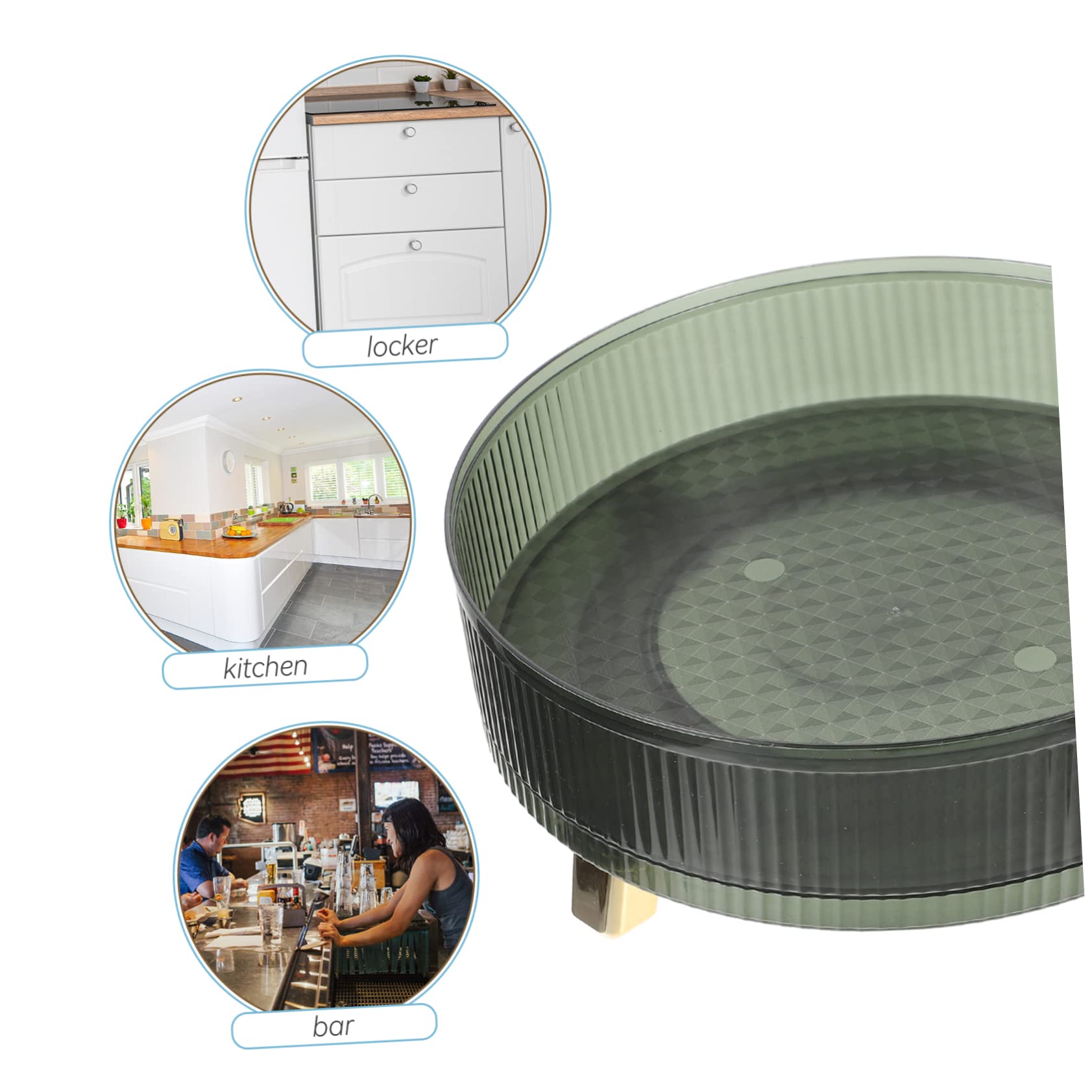 Bandeja Organizadora Giratoria de Pet y Abs Verde 360 Grados | Superficie Antideslizante, Forma Redonda, para Encimera de Cocina y Baño, Uso en Cosméticos y Joyería