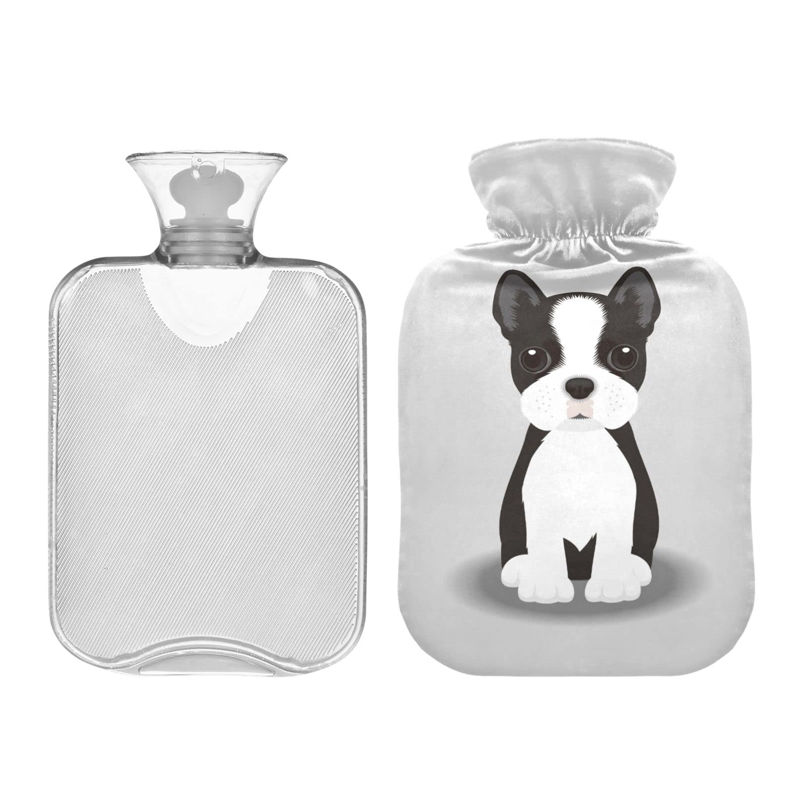 Cool Puppy Dog Grau Wärmflasche mit Bezug Transparente Wärmflasche 1L Warmwasserflasche für Nacken und Schulter Schmerzlinderung Handfüße Wärme- und Kältetherapie Drogerie & Körperpflege