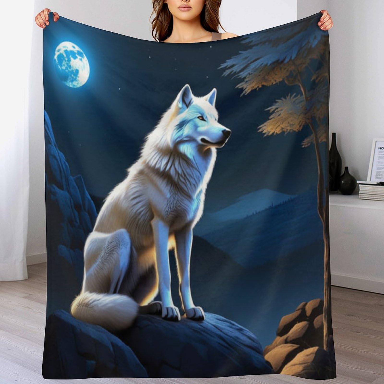 Couverture en flanelle loup contre le froid nocturne dans le lit