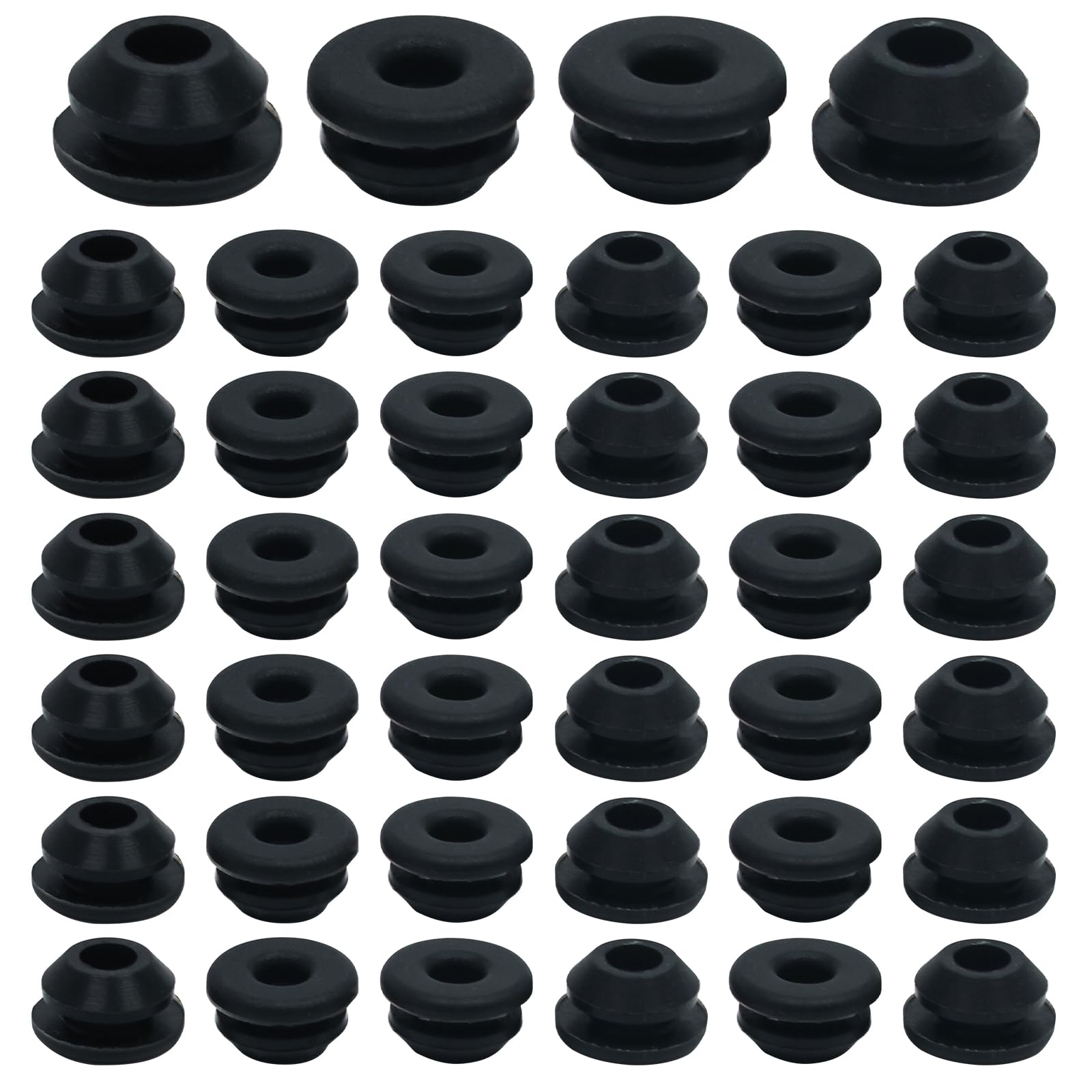 EASYEAH 40PCS Rubber Plugs for Round Holes - 1/4"(6.5mm) Black Snap in Locking Hole Plugs, Rubber Hole Plugs for Automotive, Industrial & Furniture