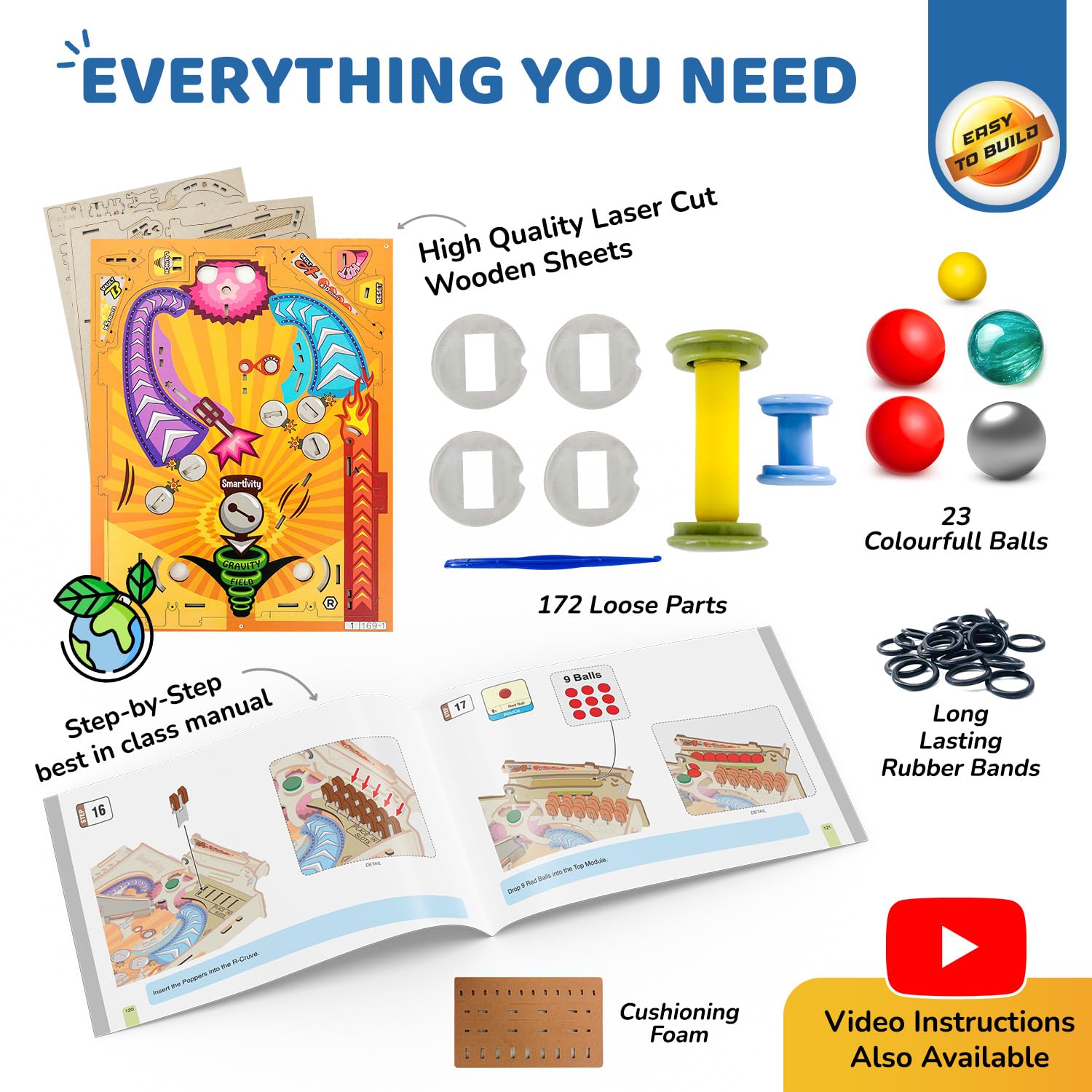 Smartivity Flipperautomat zum Selberbauen für 8- bis 99-Jährige, Geburtstagsgeschenkideen für Kinder und Erwachsene, Mint-Spielzeug für Jungen und Mädchen, lustiges Familien- und Partyspiel