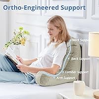 Vista 5 de Sasttie Almohada de lectura para sentarse en la cama, de espalda, respaldo para silla de apoyo, artículos esenciales para dormitorio universitario