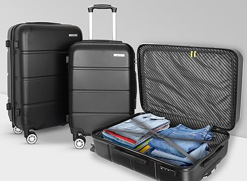 Miniatura 5 de SAS Travel Juego de 3 maletas con ruedas, artículos esenciales de viaje, ruedas giratorias, cerradura, estuche rígido, con equipaje de mano y maleta