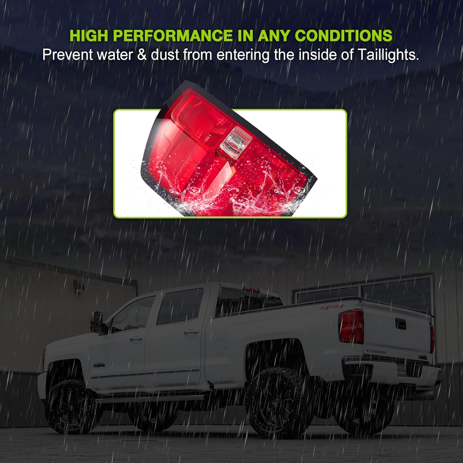 Tail Light Assembly for Chevy Silverado 1500/2500HD/3500HD 2014-2019 & GMC Sierra 3500HD 2015-2018 (Driver Side Left) - OEM Replacement with Wiring Harness