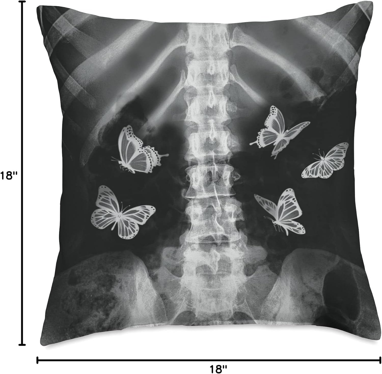 Egirl Skeleton Xray Butterfly Harajuku y2k Dark Edgy Grunge Throw Pillow