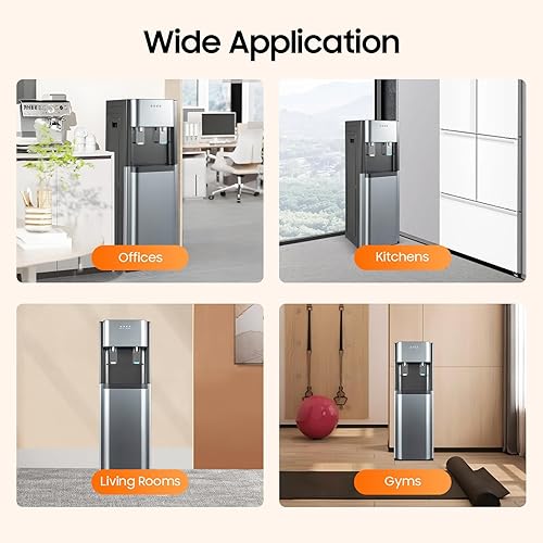 Miniatura 6 de Dispensador de enfriador de agua, dispensador de agua de carga inferior para botella de 5 galones con agua caliente, habitación y agua fría,