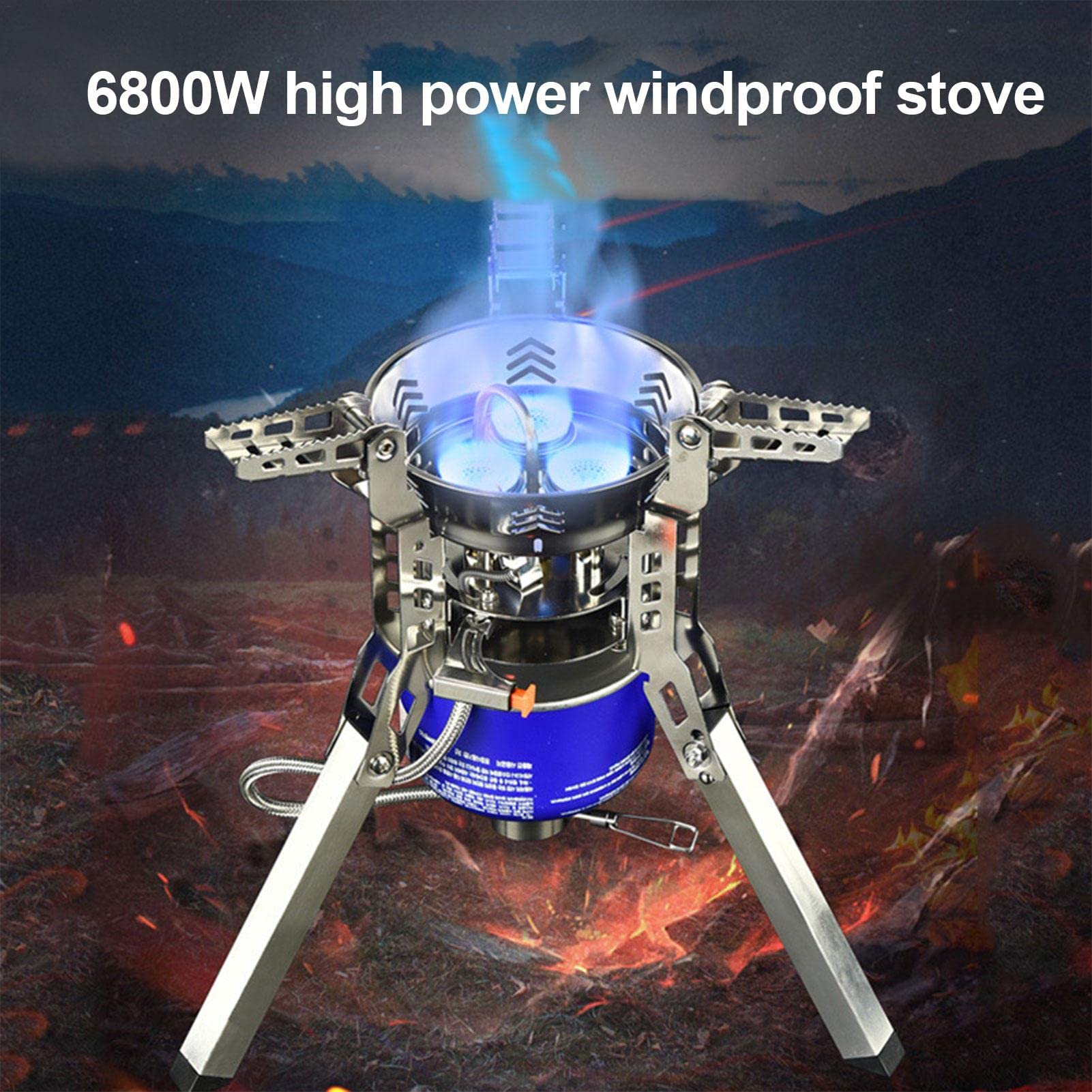 - Hornillo de camping - Quemador de cocina de alto rendimiento de 6800 W con encendido piezoeléctrico y bolsa de transporte - Hornillo portátil de camping con ajuste de potencia de fuego multinivel | con encendido piezoeléctrico y bolsa de transporte - Ho