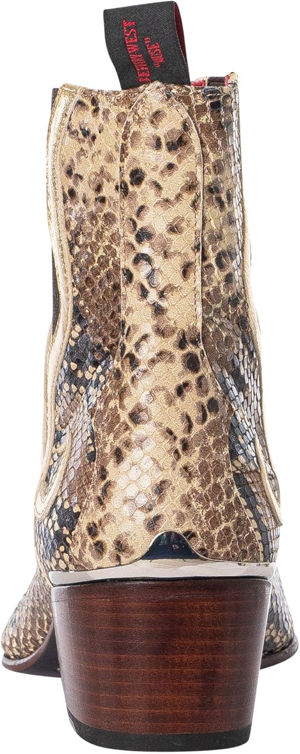 Jeffery West Men's Print Snake Chelsea Boots, Natural Pitone, 11 US