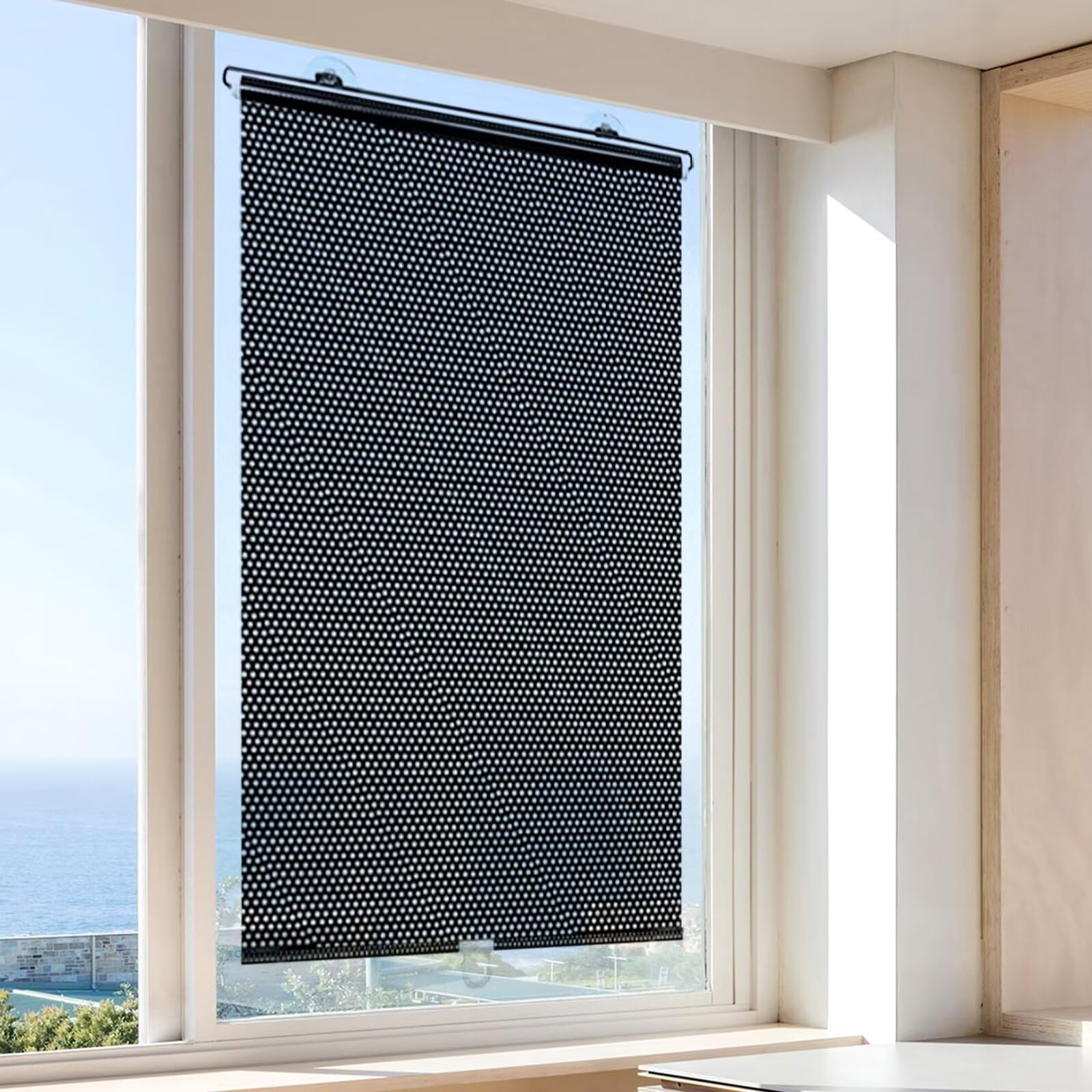 PIPRE Portable Blackout Blinds, 50 x 125cm Blackout Material Temporary Blackout Blinds Stick On Window No Drill Blackout Blinds Window Roller Blind with Suction Cups for Bedroom and Travel