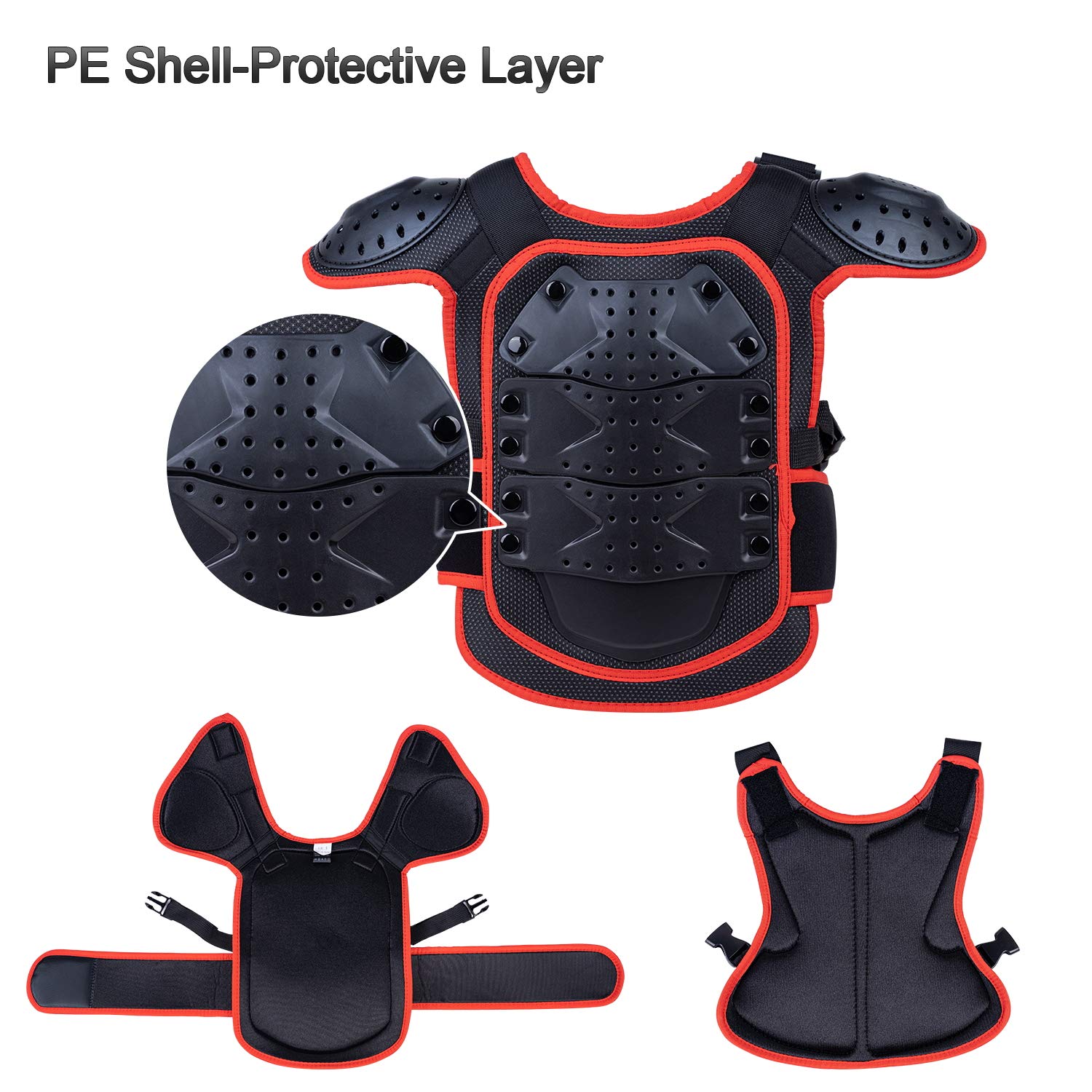 Seahouse Children Bicycle Motorcycle Armor Vest Back Protector Mens Armored Street Racing Jacket 1pc RANDOM bandana Red S — view 3