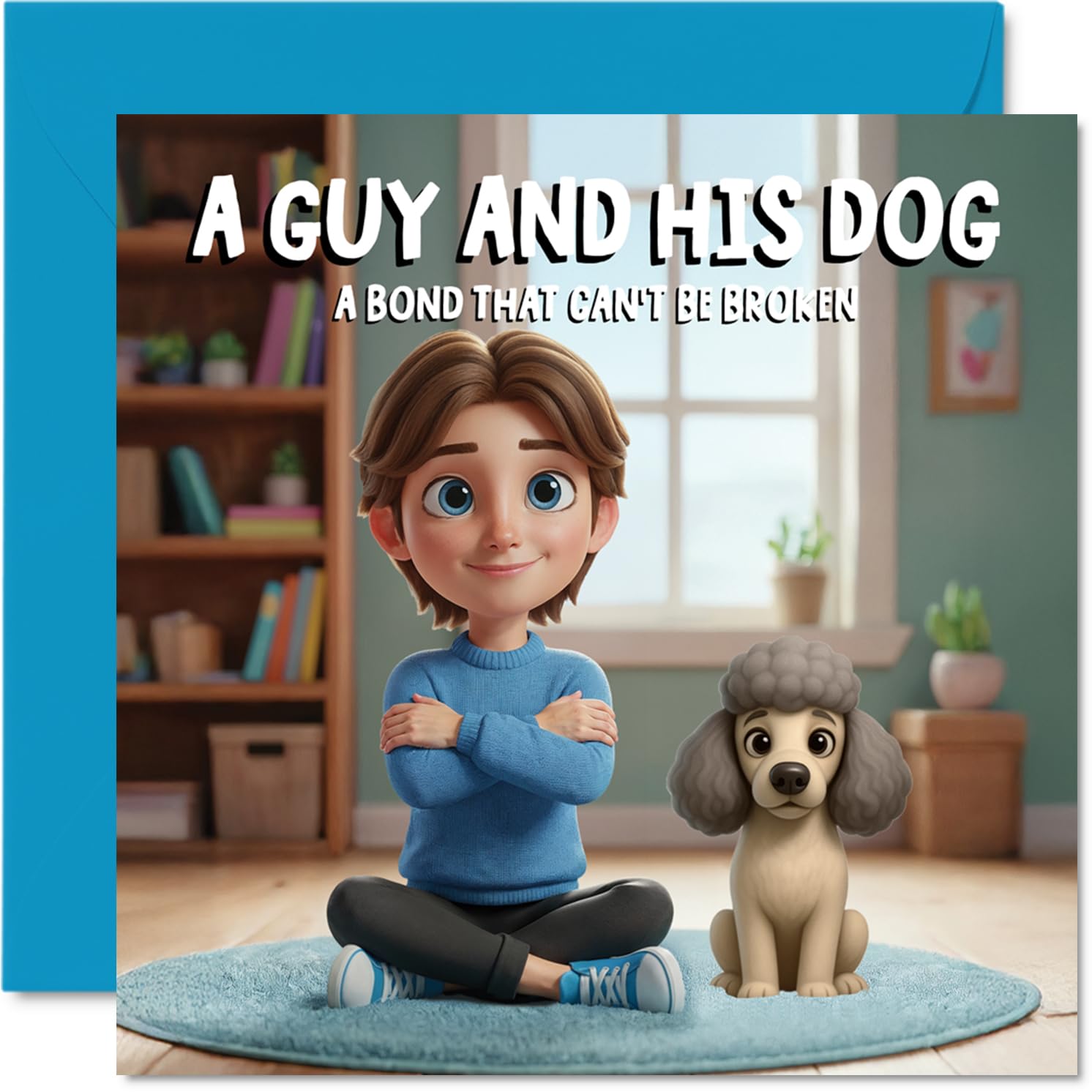 Poodle Birthday Card for Men - A Guy and His Dog - Happy Birthday Card for Men, 145mm Male Greeting Cards