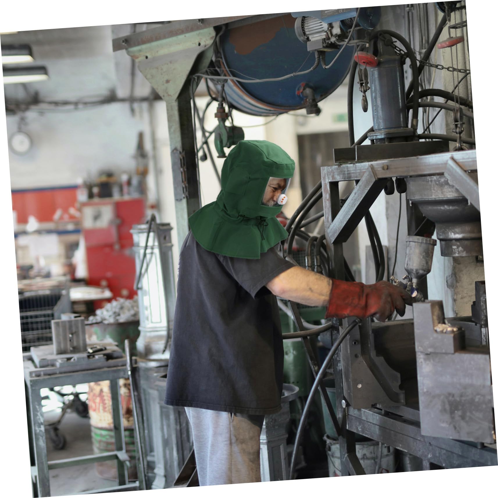 SEWACC Masque de Sablage Confortable et Coupe-Vent Capot de Sablage en PC et Tissu, Ponçage, la Peinture Protection la Poussière