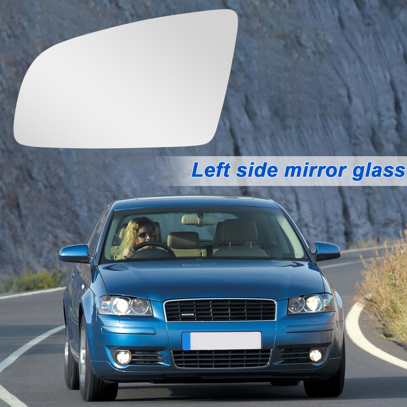 Cristal de Espejo Compatible con Audi A3/S3 2004-2008, A4/S4 2002-2008, A6/S6 2006-2008, Cristal de Espejo Exterior Hiperbólico Asférico Retrovisor Térmico