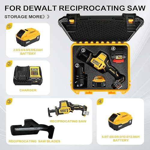 Miniatura 3 de Funda para sierra recíproca Dewalt de 20 V: caja de herramientas impermeable para Dewalt DCS367 | DCS387 | DSC369, estuche de transporte rígido,