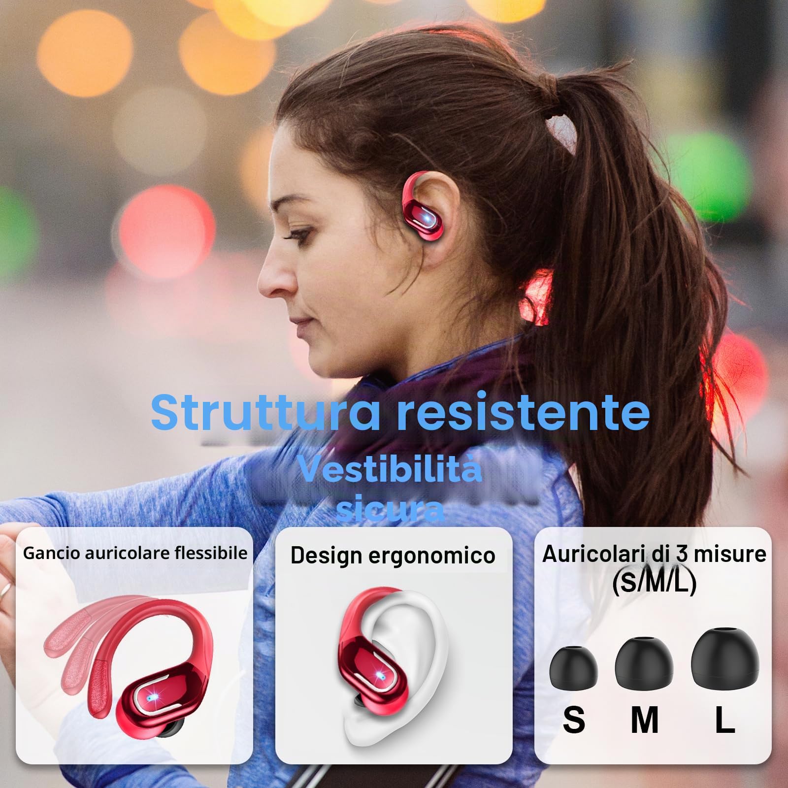 Cuffie Bluetooth Sport, 75 Ore Auricolari Bluetooth 5.4 con 4 ENC Mics, Stereo Cuffie Wireless Antirumore, IP7 Impermeabili Cuffiette Bluetooth con Display LED, Cuffie Senza Filo per Running/Palestra