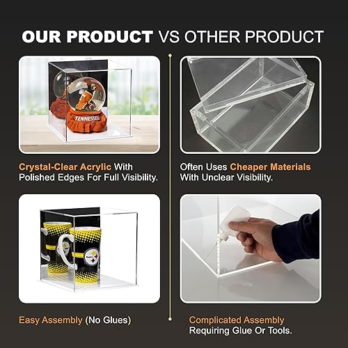 Vista 529 de Better Display Cases Versátil vitrina de acrílico transparente - Caja rectangular grande con base blanca 18" x 12" x 3" (BK09)