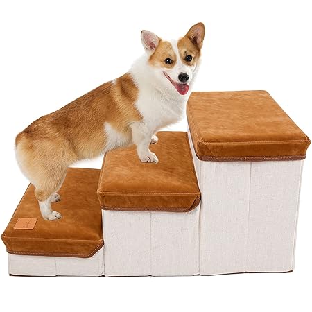 Amazon ドッグステップ 3段 ペット用階段 犬 ステップ ベッド ソファ用 踏み台 収納 折りたたみ 猫 小型犬 シニア パピー 老犬介護 ケガ防止 室内 犬階段 ブラウン Wodondog ステップ 通販