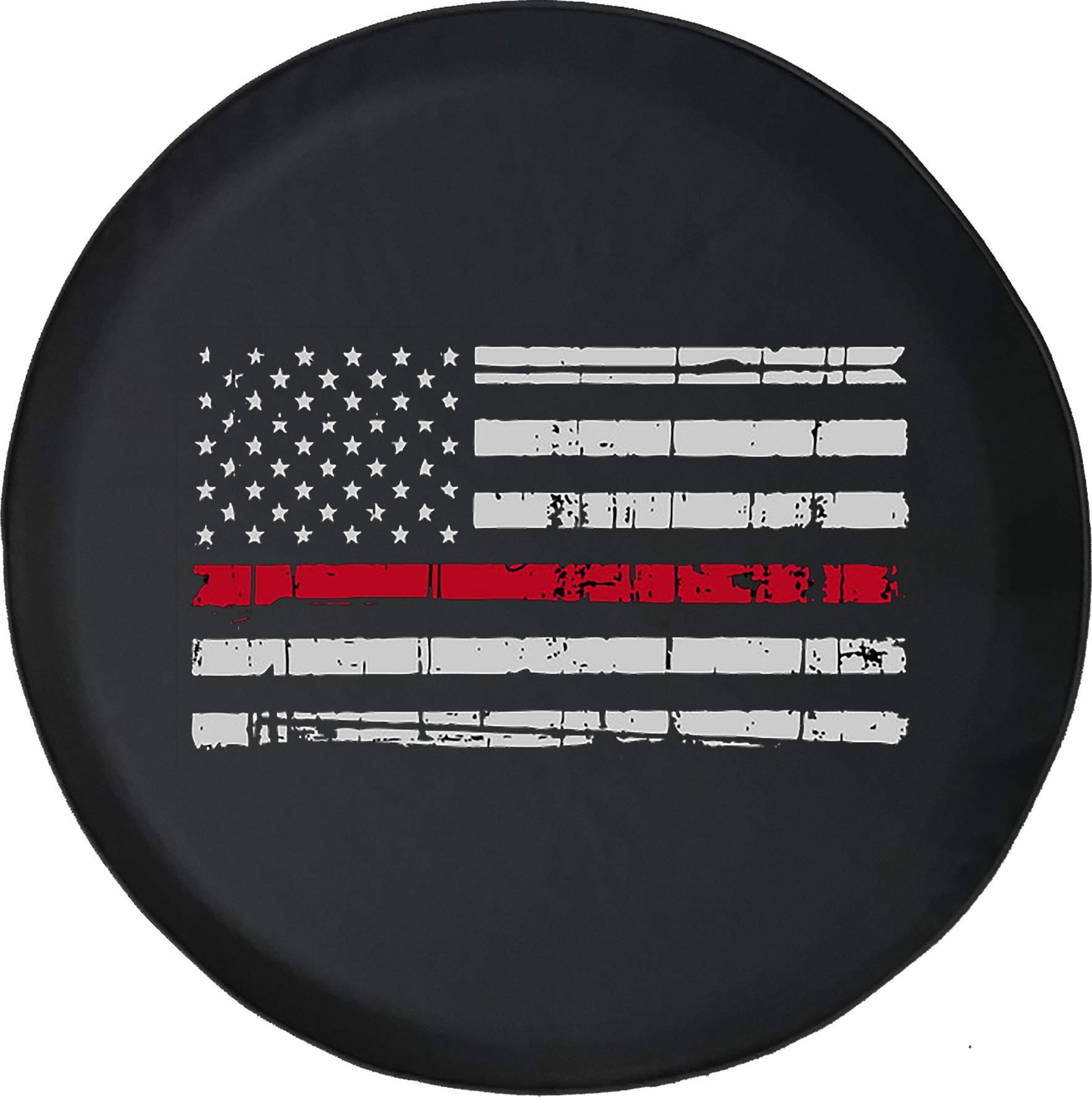 556 Gear Distressed American Flag Tire Cover Thin Red Line Spare Tire Cover fits SUV Camper RV Accessories Black 35 in