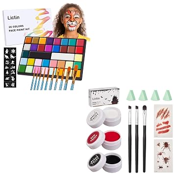 Lictin Water Based Face Paint and Halloween Special Effects SFX Zombie Makeup Kit