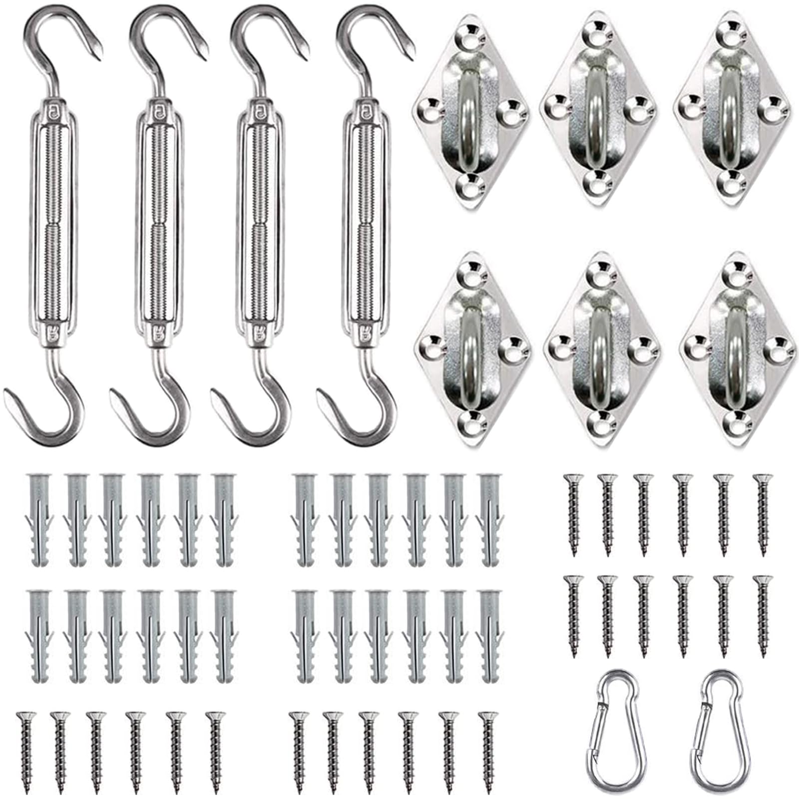 Shade Sail Hardware Kit for Sun Shade Sail Installation 316 Anti-Rust Stainless Steel 6 Inches Courtyard Driveway Patio Garden 60PCS
