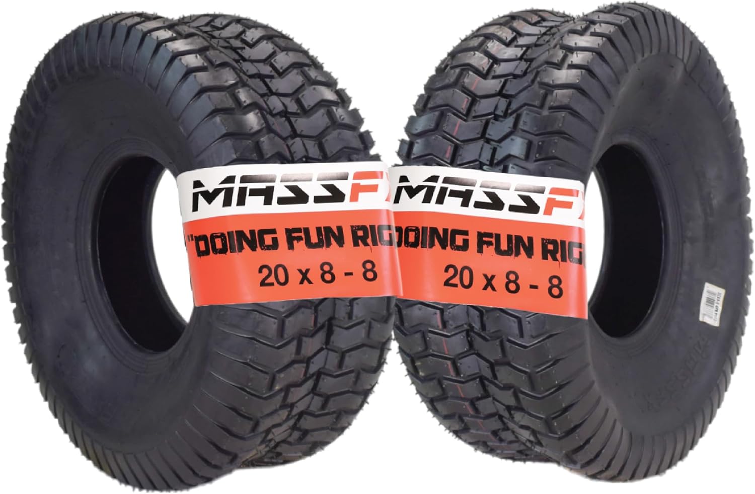 MASSFX 20x8-8 front or rear Turf Tire for golf carts and lawn mowers, 4-Ply with chevron tread for excellent traction and easy cleaning, Non-highway use only, 20/8-8,20x8x8 (2 Pack)