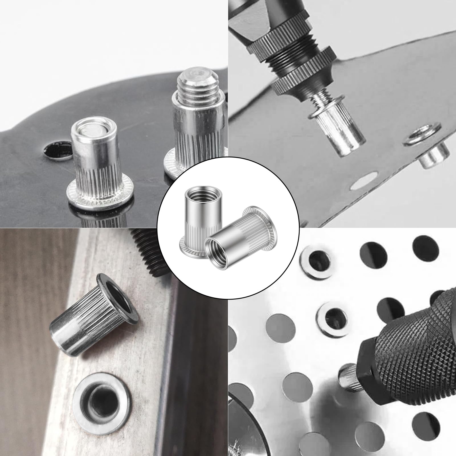 50 dadi per rivetti M5, A2 V2A, in acciaio inox, viti filettate a testa piatta, dadi monofilettati con filettatura, dadi rivetti in acciaio inox per lamiere, apparecchi elettrici e prodotti