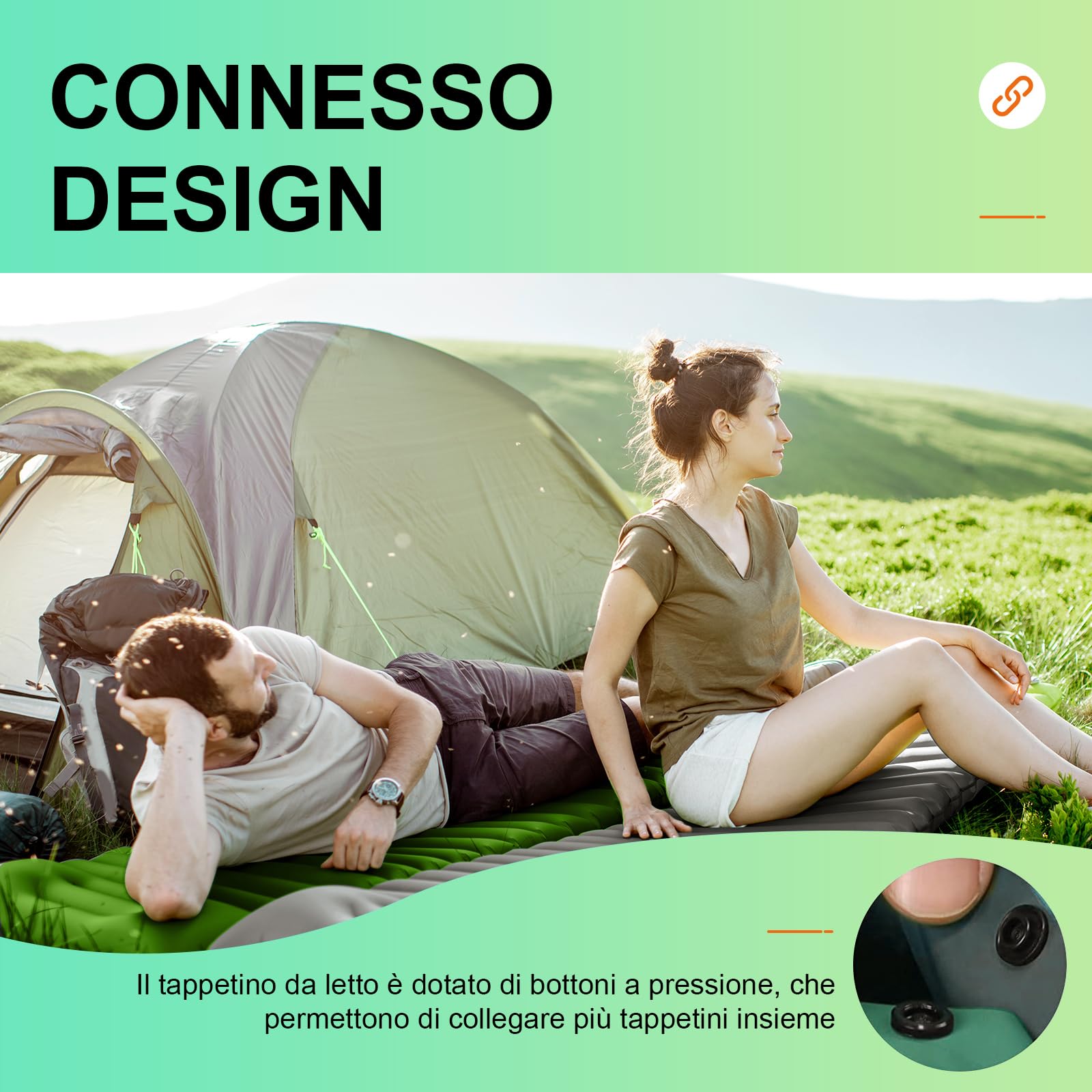 iParaAiluRy Materassino Campeggio Autogonfiante, Ultraleggero Materasso Gonfiabile Singolo con Cuscino per Campeggio, Outdoor, Spiaggia, Escursionismo, Portatile Materassino Autogonfiante