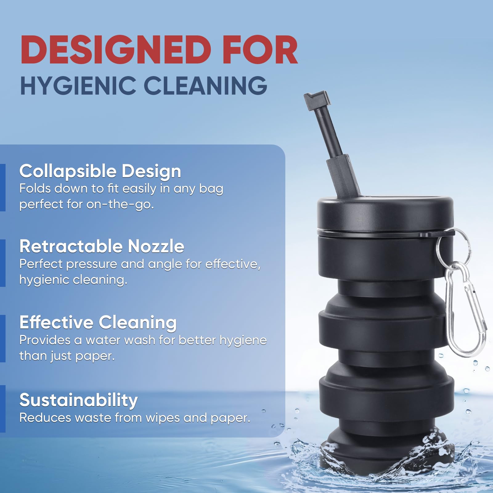 Travel Bidet Portable Bidet with Collapsible Expandable Design Refreshing Clean for Outdoors Camping Travel — view 2