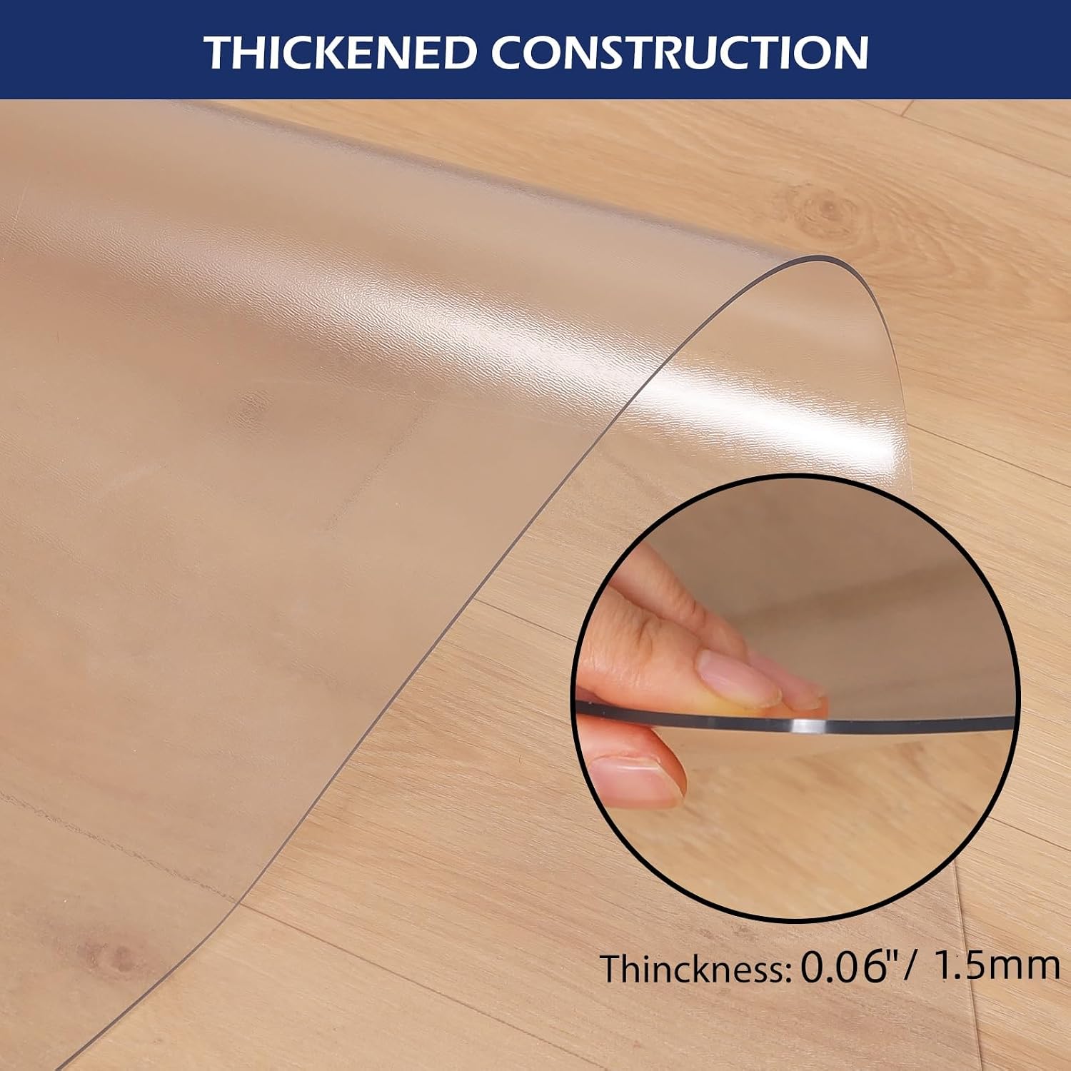 SALLOUS Chair Mat for Hard Floors, 50" x 60" Office Chair Mat for Hardwood Floor, Slip Resistant Floor Protector Desk Mat for Home Office, Waterproof Vinyl Floor Mat for Gaming Chairs (Clear)