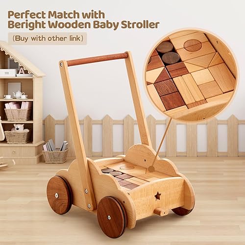 Miniatura 3 de Beright Juego de bloques de madera de 32 piezas, hechos de materiales naturales, incluyendo sapele y haya