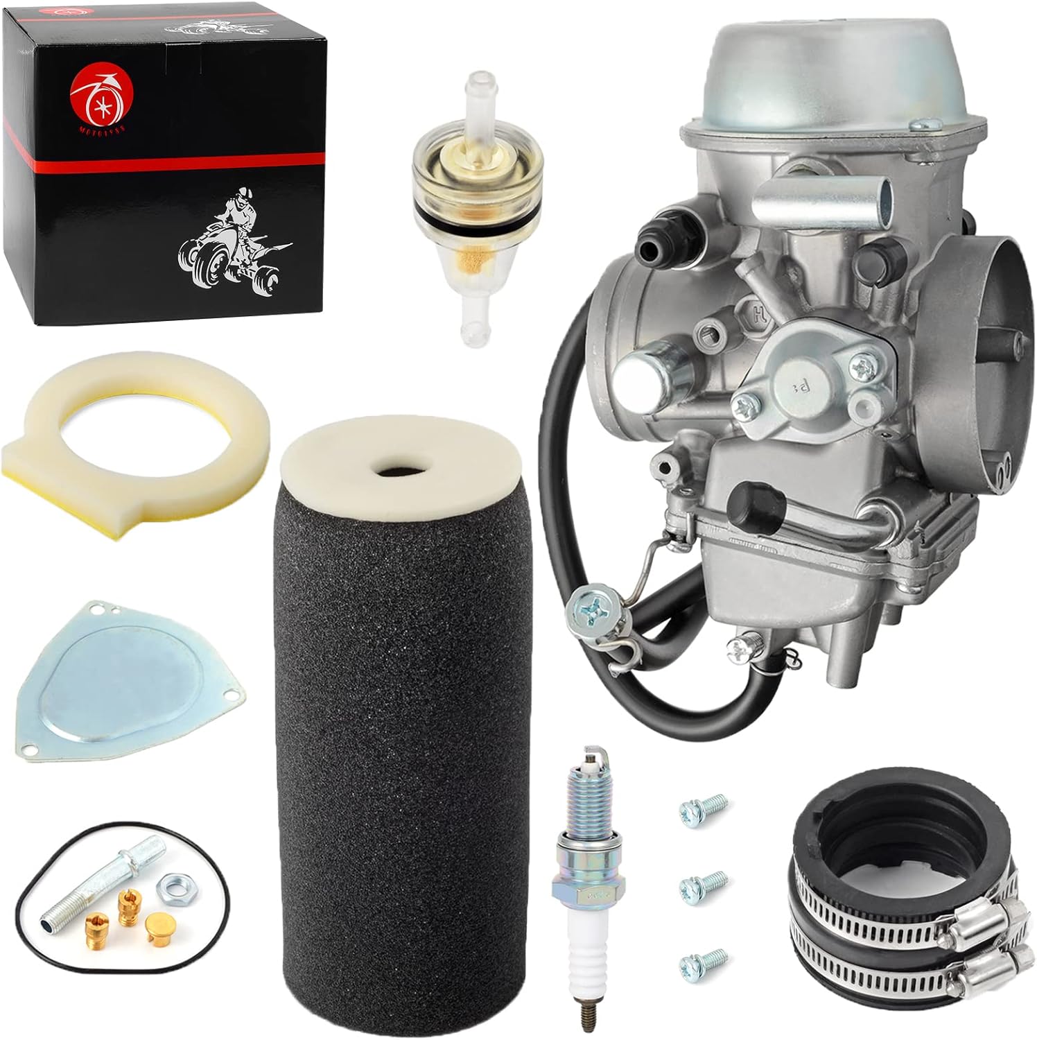Carburetor Carb & Air Filter foam & Intake Manifold Boot Kit For Yamaha Grizzly 660 2002 2003 2004 2005 2006 2007 2008 Carb