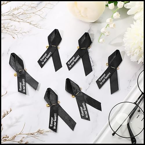 Miniatura 3 de 50 cintas funerarias, cintas conmemorativas, pasadores funerarios clásicos, servicio conmemorativo, meditación, lazo personalizado con pasadores de