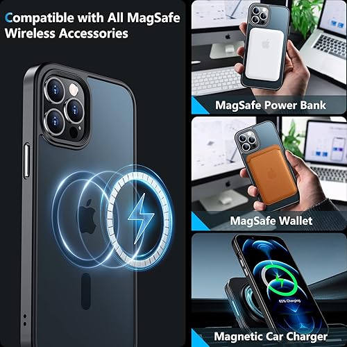 Miniatura 2 de Femirt - Funda magnética para iPhone 12 Pro Max mate translúcido compatible con MagSafe protección contra caídas de grado militar parte trasera de
