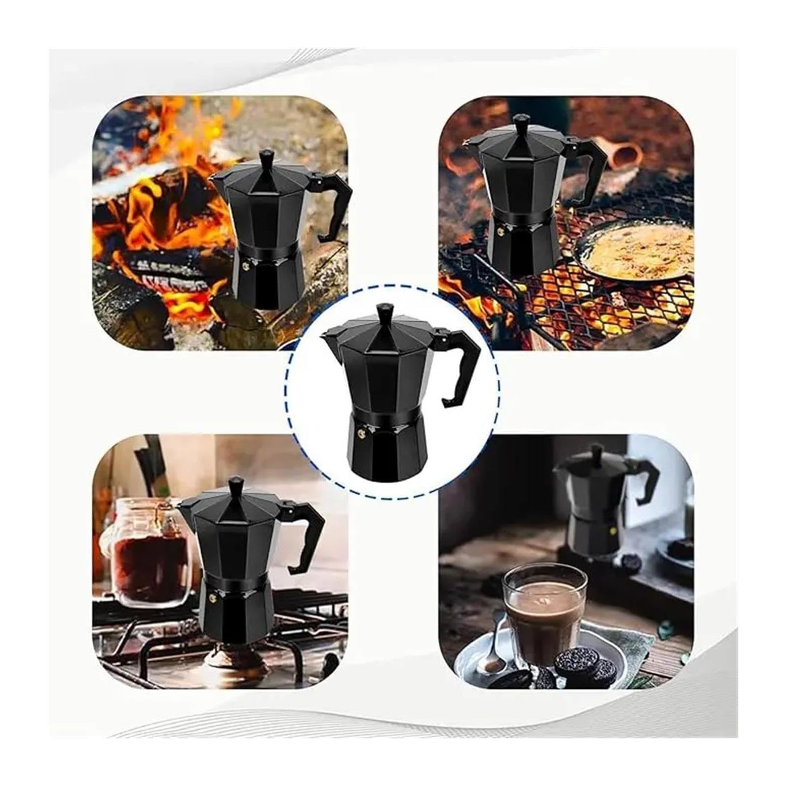 Genérico Cafetera Moka Aluminio con Mango Antiescaldaduras para Cocina
