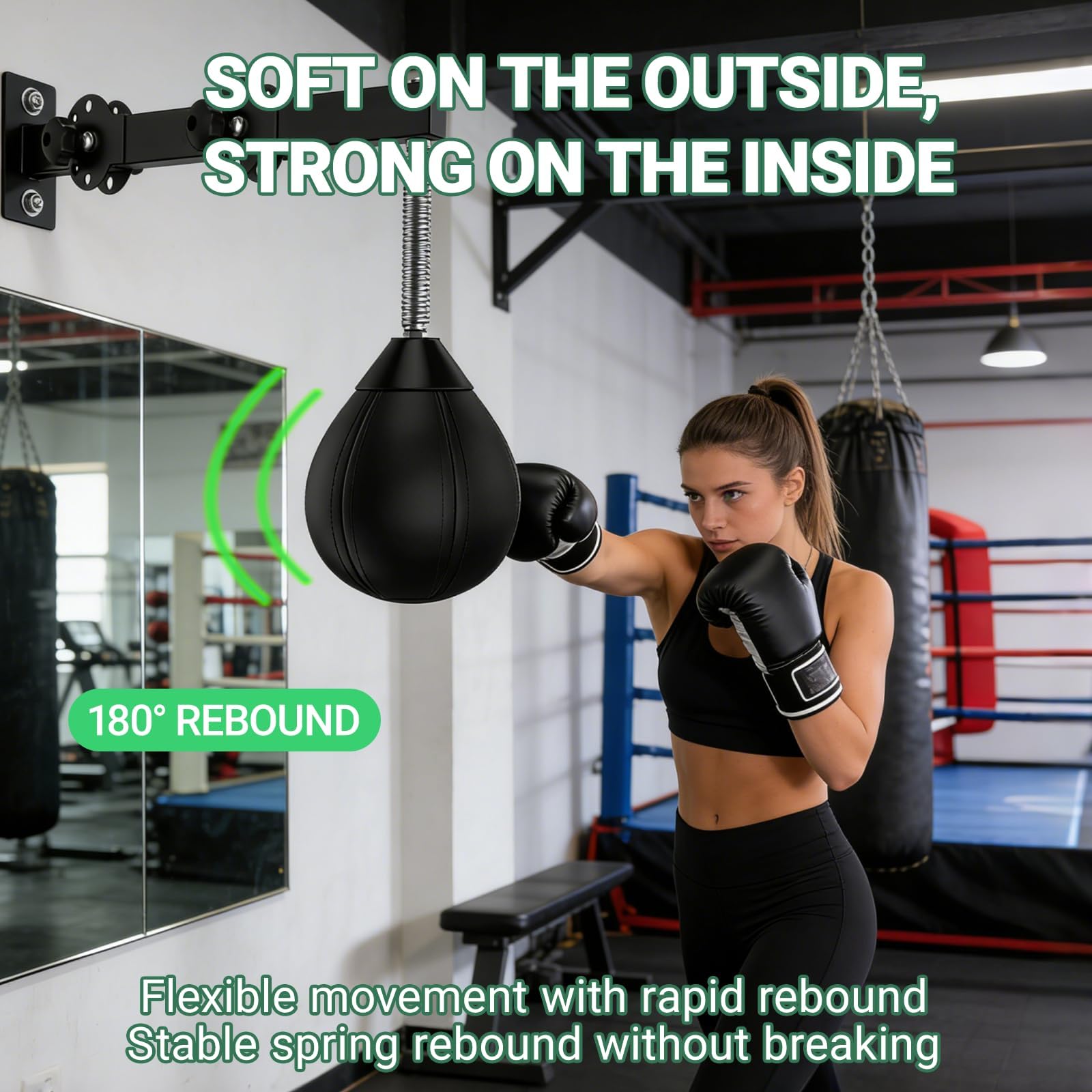 Boxball mit Aufhängung Punching Bag Boxbirne für Speed Training Boxsack Hängend Trainingsgerät für Reflexe for Home Gym Training Stressabbau Etc.