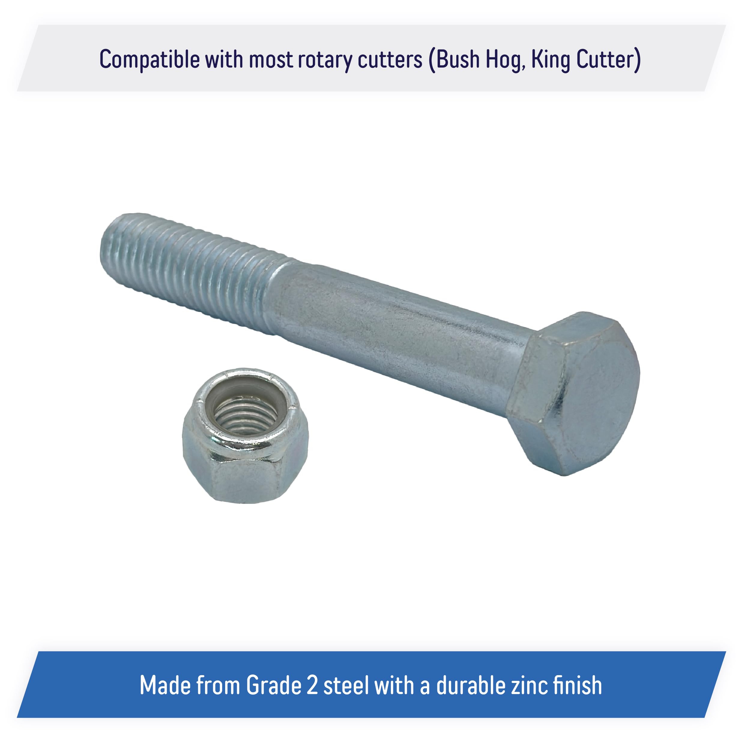 10-Pack Grade 5 Shear Bolts - 5/16" X 2", SAE G5, BS1768/ANSI B.18.2.1 Standards