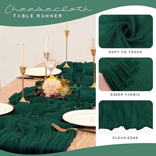 Miniatura 4 de Paquete de 8 caminos de mesa de estopilla de 35 x 70 pulgadas de largo, bohemios, de gasa, semitransparentes de 6 pies para decoración de bodas,