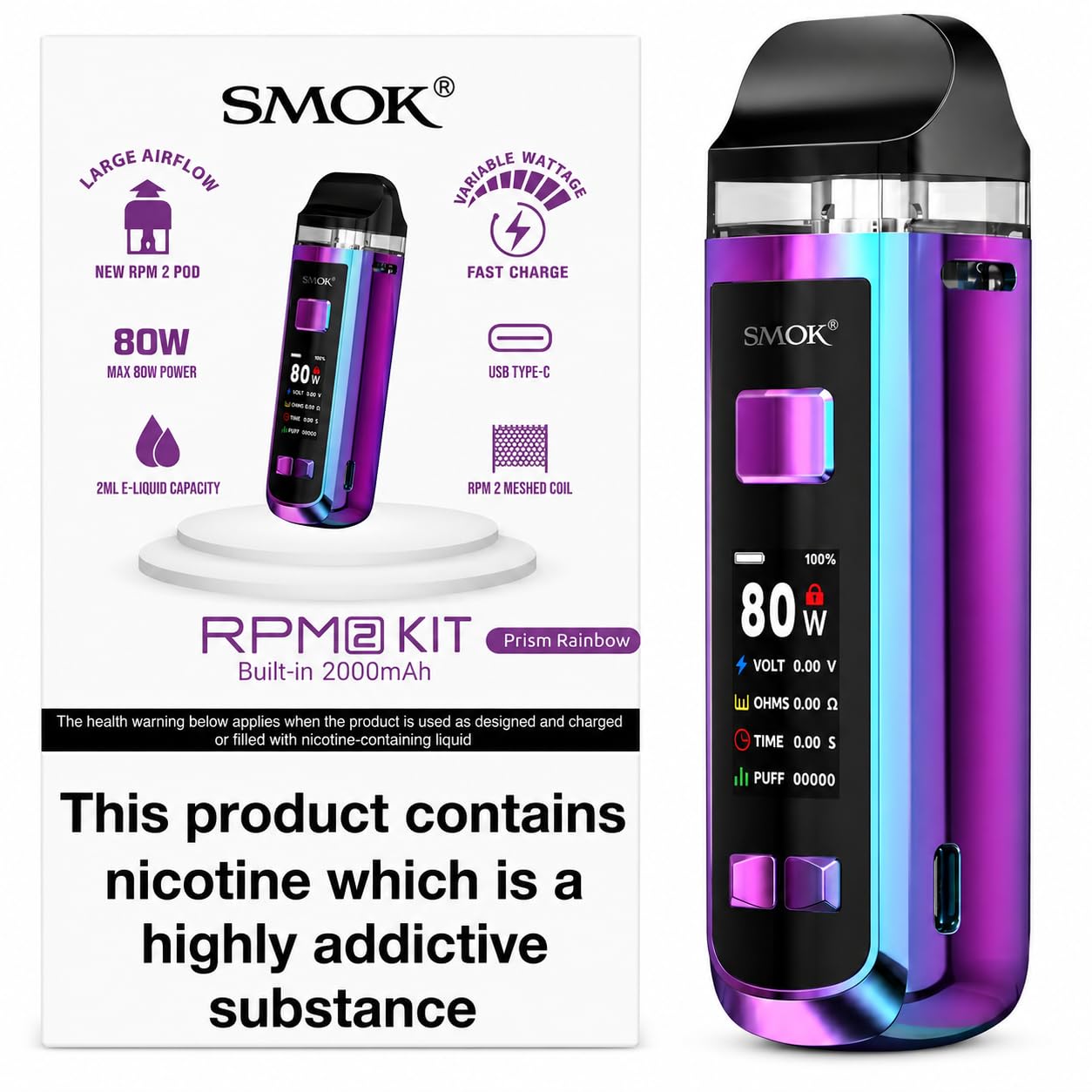 smok rpm 2s pod mod kit SMOK RPM 2 Refillable Pod Vape Kit [Prism Rainbow]