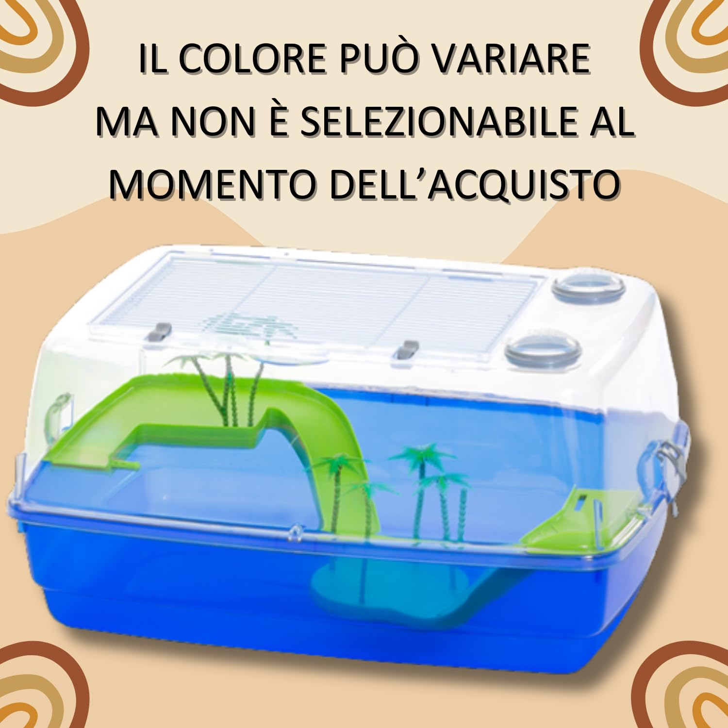 Pet's Market Corfù Tartarughiera Acquario tartarughe d'acqua Tartarughe adulte piccole Tartarughiera chiusa coperchio rimovibile doppia chiusura di sicurezza apertura superiore isola palme 53x38x25.5
