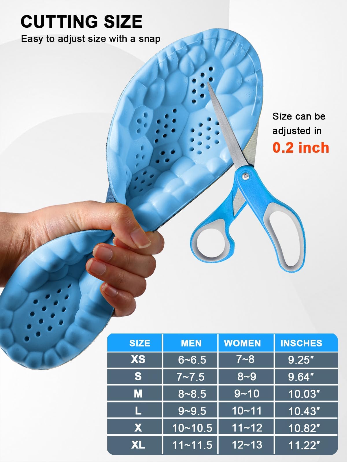 4D Cloud Steppers Insoles for Men and Women, Arch Support Insoles, Memory Foam Insoles, Shock Absorption and Cushioning Sports Shoe Insoles(Blue, M (Men's 6.5-8Women's7.5-9))