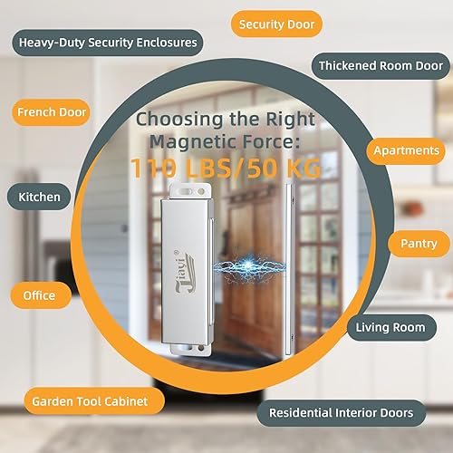 Miniatura 5 de Jiayi Pestillos magnéticos para puerta de gabinete, paquete de 2 cierres magnéticos resistentes para puerta, 110 libras, cierre magnético de acero