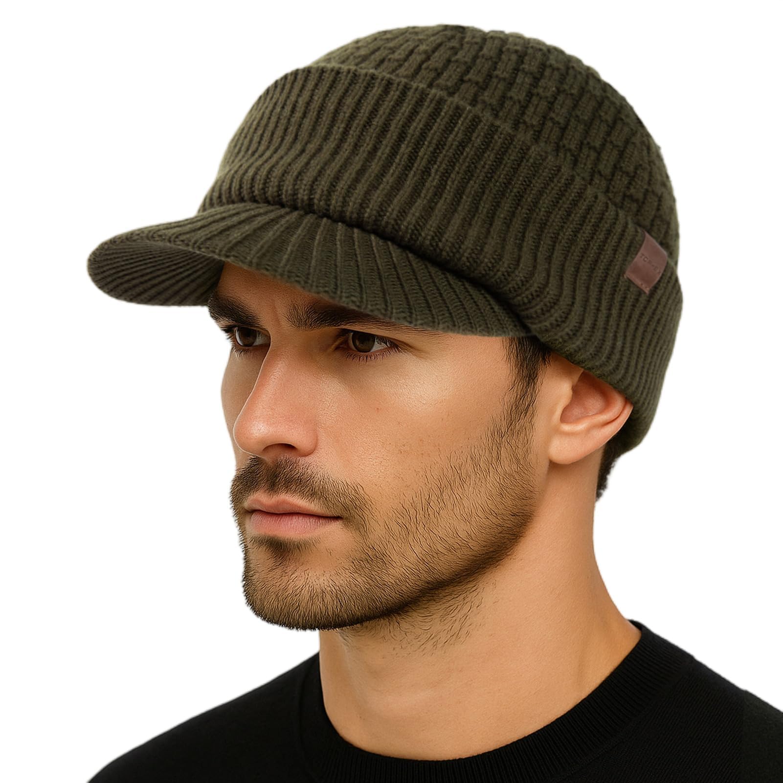 TOP-EX PolarWool™ - Berretto con visiera in 50% lana merino, unisex, con fodera in pile, con visiera termica invernale da golf, per la stagione fredda, M-XXL