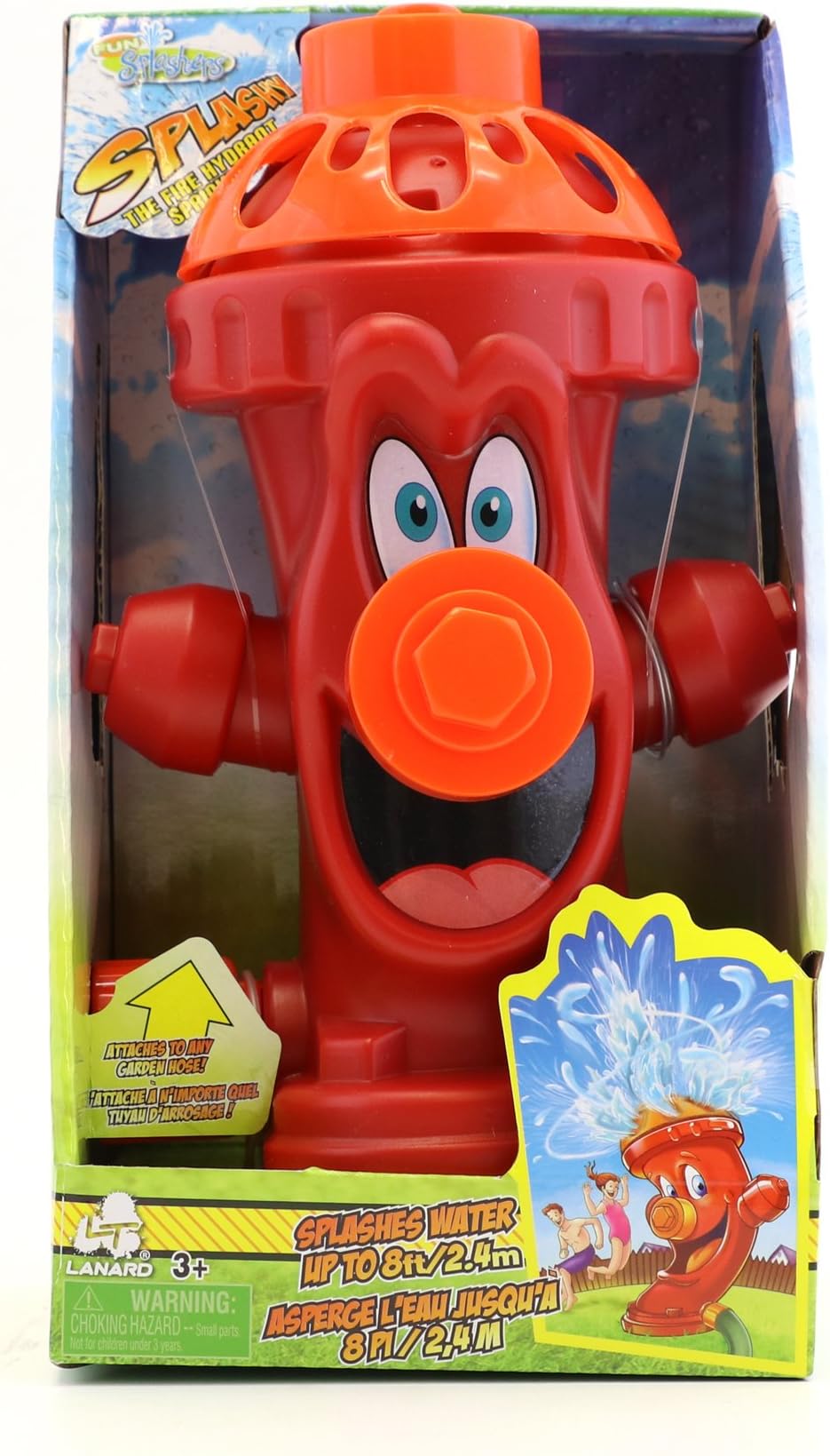 Rhode Island Novelty Kids Sprinkler Fire Hydrant, Attach Water Sprinkler for Kids to Garden Hose for Backyard Fun, Splash All Summer Long, Sprays Up to 8 Ft.(Red)