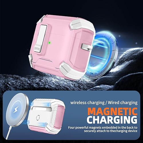 Miniatura 6 de Inesore Funda compatible con AirPods Pro de 21 generación con soporte para teléfono y kit de limpieza, compatible con MagSafe, bloqueo automático