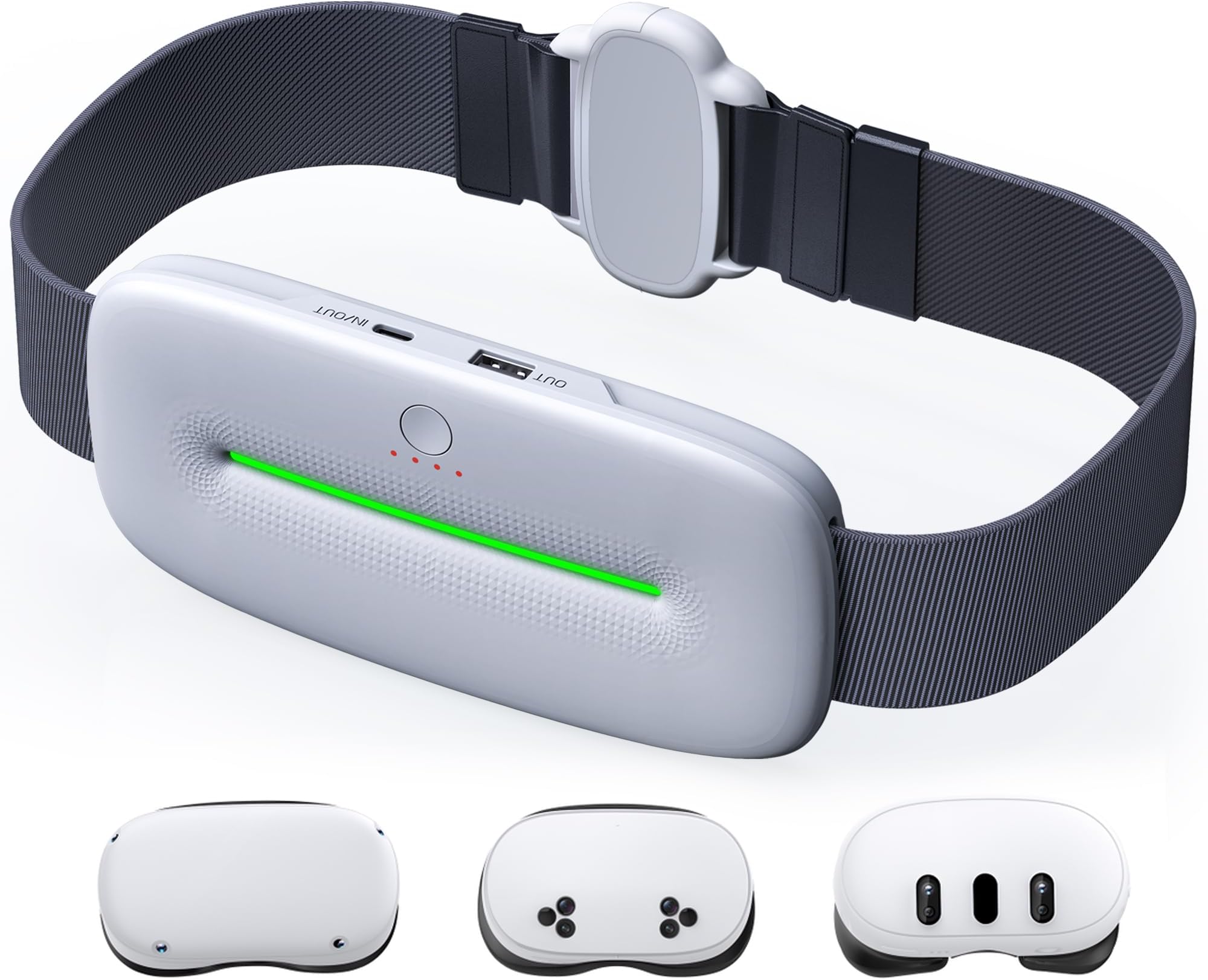 DXKK Waist Belt Battery Pack for Meta Quest 3/3S/2/Oculus quest 2, 12000mAh Capacity, 20W Fast Charging to Extend 5-7 Hrs Playtime for VR Headset, Charge Your Phone & More