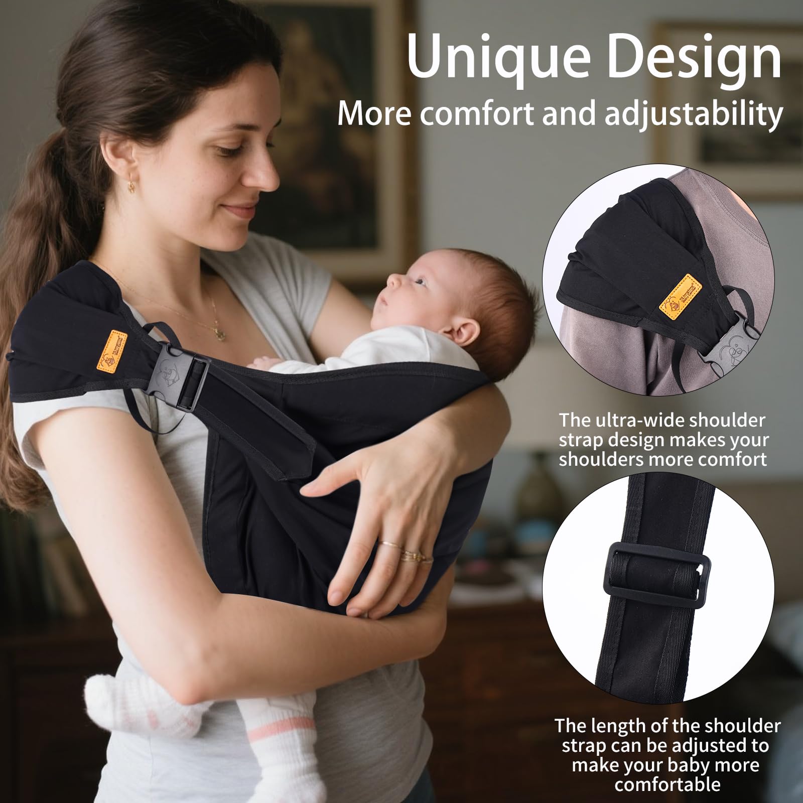 Toddler Carrier Sling Baby Carrier Newborn Baby Sling Carrier Baby Carriers from Newborn Baby Wrap Carrier Toddler Sling with Extra Wide Cozy Strap, Safety Adjustable Ergonomic Toddler Carrier — view 2